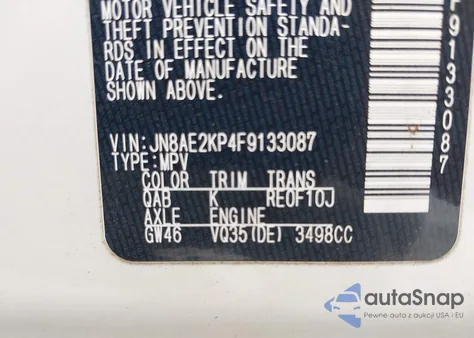 2015 Nissan Quest S/Sv/Sl/Platinum from USA, damaged, VIN JN8AE2KP4F9133087